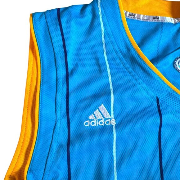 NWT Adidas Anthony Davis New Orleans Hornets #23 Jersey Blue Yellow Men's Size S - Picture 11 of 14